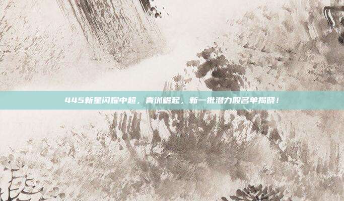 445新星闪耀中超，青训崛起，新一批潜力股名单揭晓！